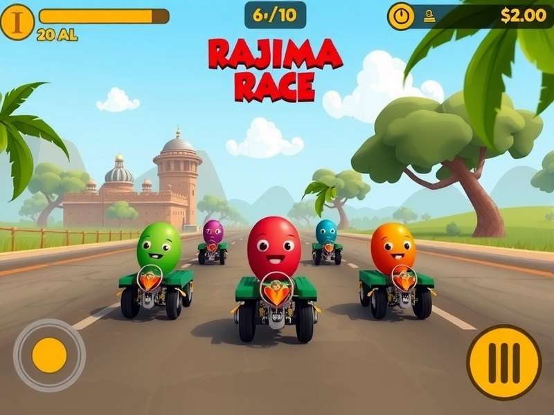 Rajma Race gameplay screenshot showing bean characters racing